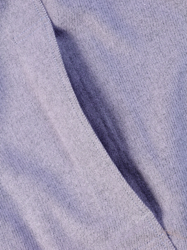 chemise à col nehru en coton gratté parme