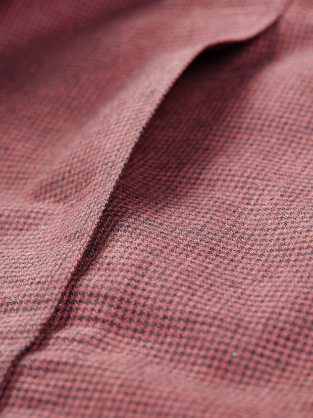 houndstooth brushed cotton nehru-collar shirt