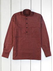 houndstooth brushed cotton nehru-collar shirt