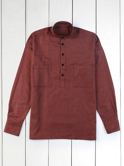houndstooth brushed cotton nehru-collar shirt