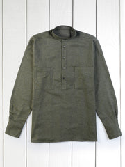 moss-green flannel nehru-collar shirt 