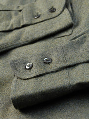 chemise à col nehru en flanelle vert mousse
