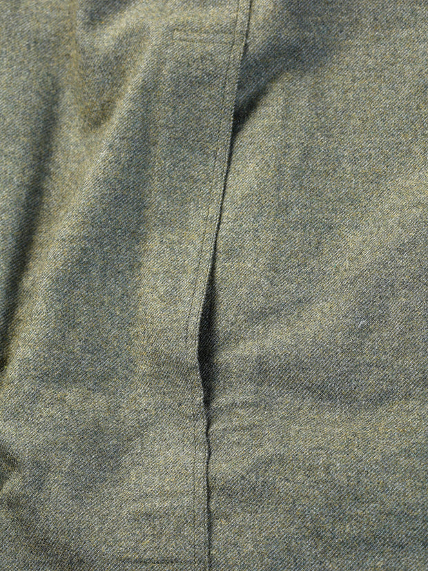 chemise à col nehru en flanelle vert mousse
