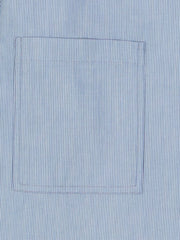 mao-collar shirt in powder blue pinstriped cotton 