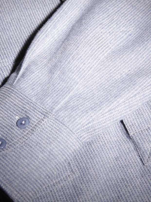 chalk-blue pinstripe cotton mao-collar shirt