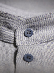 blue-grey flannel mao collar shirt