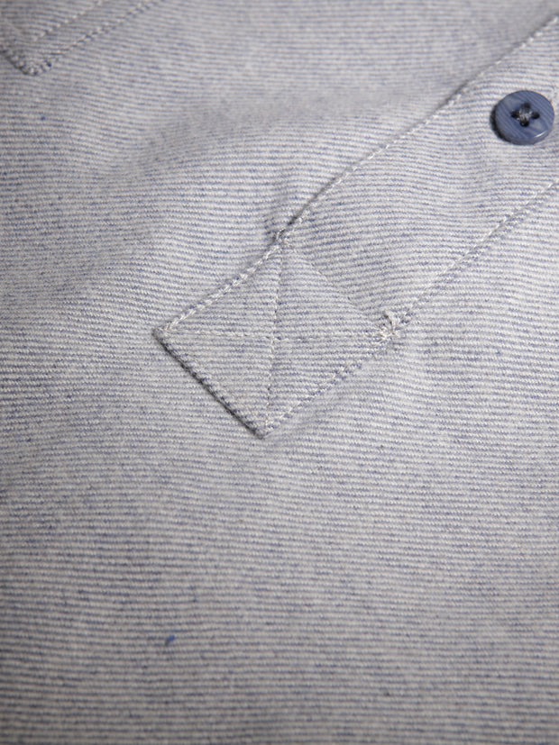 blue-grey flannel mao collar shirt