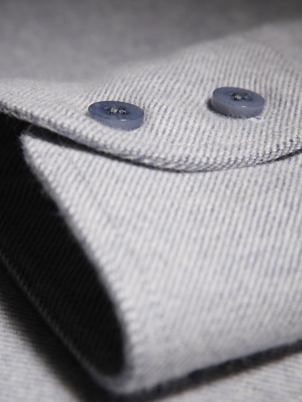 blue-grey flannel mao collar shirt