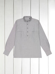 grey oxford cotton mao-collar shirt