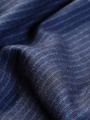 navy blue striped cotton nehru collar shirt