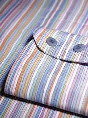 chemise col mao en popeline à rayures multicolores