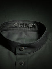 british racing green poplin mao collar shirt 