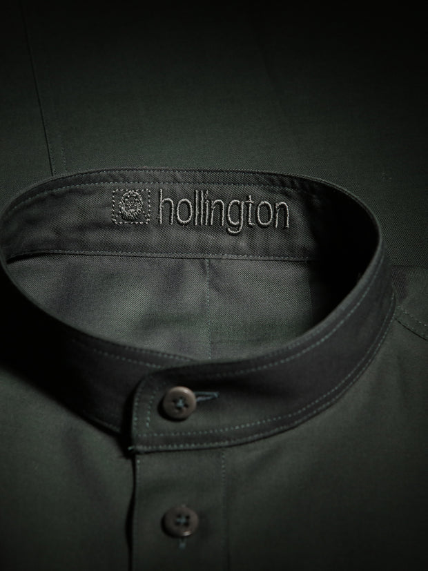 british racing green poplin mao collar shirt 