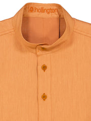 mao-collar shirt in linen and cotton tomette 