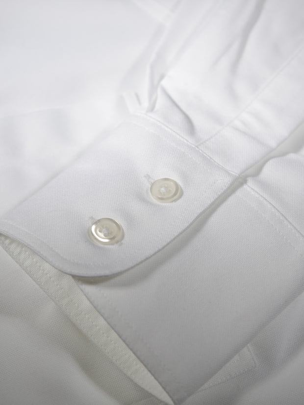 chemise col mao en coton oxford white