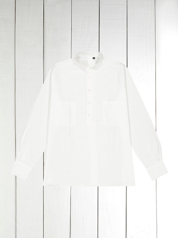 white oxford cotton mao-collar shirt