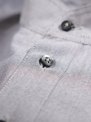 grey oxford cotton mao-collar shirt