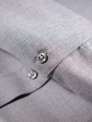 grey oxford cotton mao-collar shirt