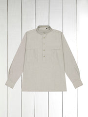 lichen oxford cotton mao-collar shirt