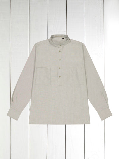 chemise col mao en coton oxford lichen