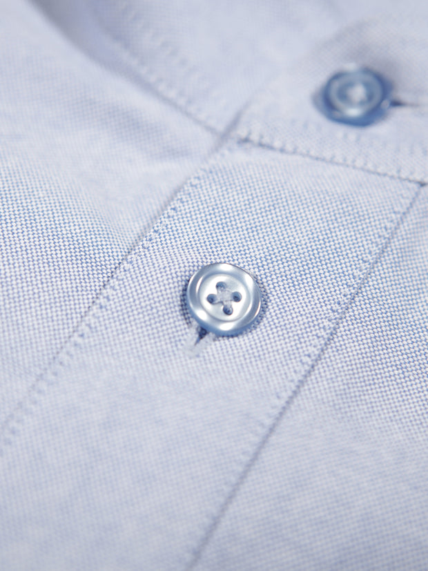 light-blue oxford cotton mao-collar shirt