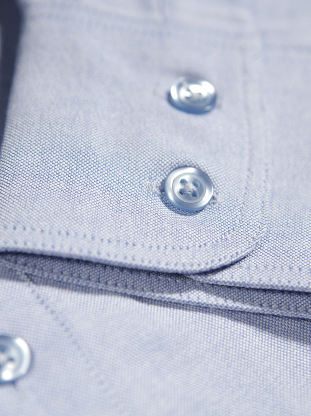 light-blue oxford cotton mao-collar shirt