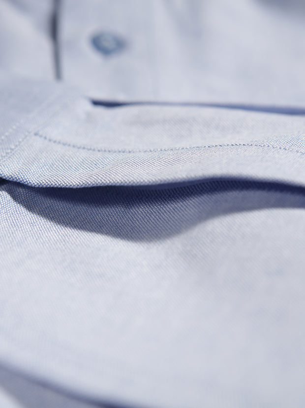 light-blue oxford cotton mao-collar shirt