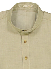 natural clycell and wool mao-collar shirt