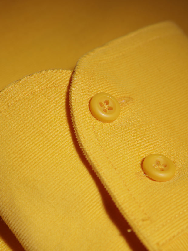 yellow babycord mao-collar shirt 