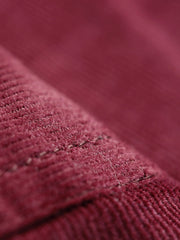 chemise à col nehru en velours milleraies burgundy
