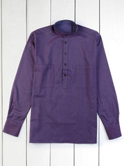 purple flannel nehru-collar shirt 