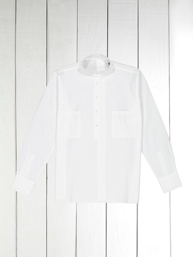 chemise col mao en coton neige