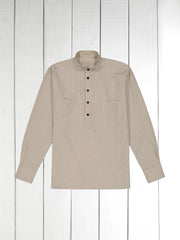 black stripes cotton-canvas mao-collar shirt