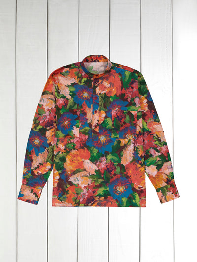 chemise col mao en coton liberty® à motif bouquet