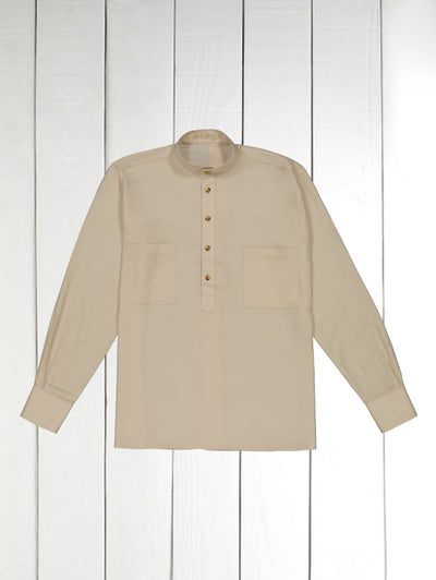 chemise col mao en clyocell et laine café-au-lait