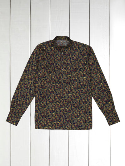 underwood pattern cotton poplin mao-collar shirt