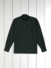 chemise col mao en popeline british racing green