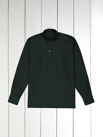 british racing green poplin mao collar shirt 