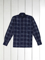 fancy-denim cotton mao-collar shirt