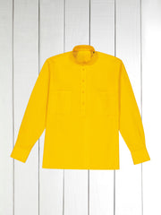 chemise col mao en velours milleraies jaune