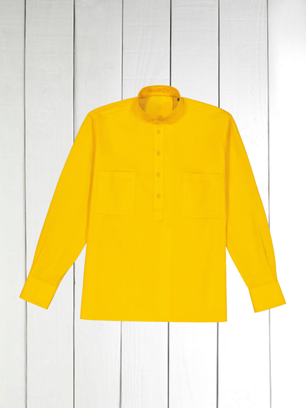 yellow babycord mao-collar shirt 