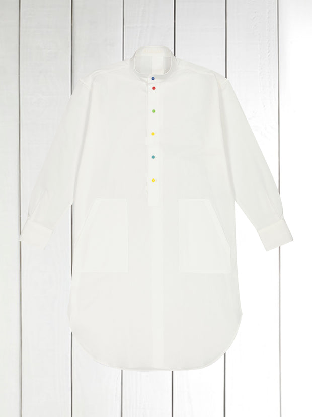 kamiz nightdress in cotton canvas with multicoloured buttons