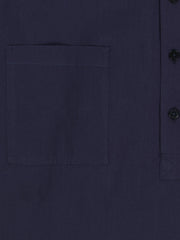 chemise Deauville manches courtes à col mao en coton marine à effet seersucker