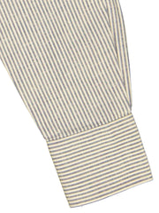 mao-collar shirt in off white and navy stripe cotton 