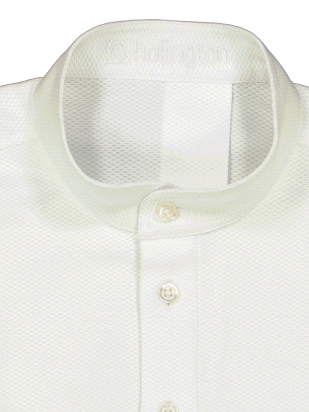 white cotton piqué mao-collar shirt 