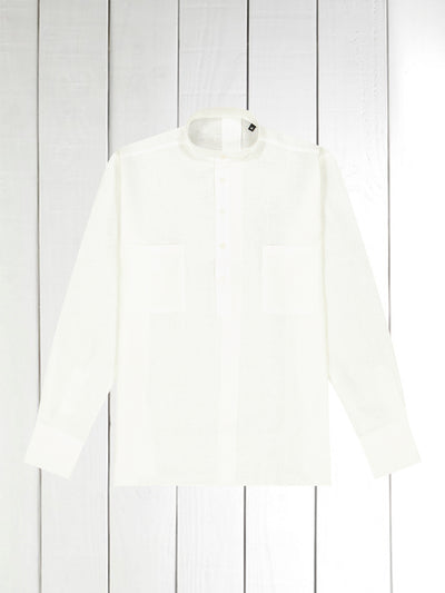 mao-collar shirt in pure natural linen canvas 