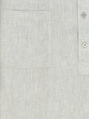 pearl-grey linen canvas nehru-collar shirt 