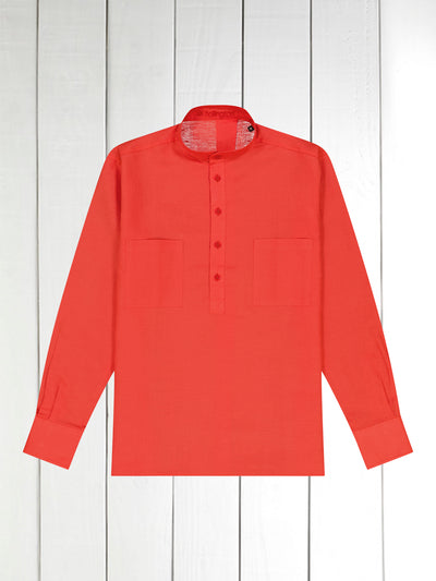 crimson red pure linen canvas shirt 