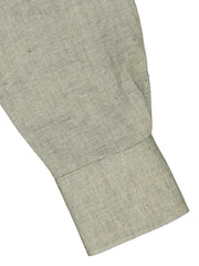 mao-collar shirt in pure taupe linen canvas with grey herringbone 