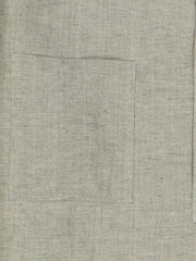 mao-collar shirt in pure taupe linen canvas with grey herringbone 